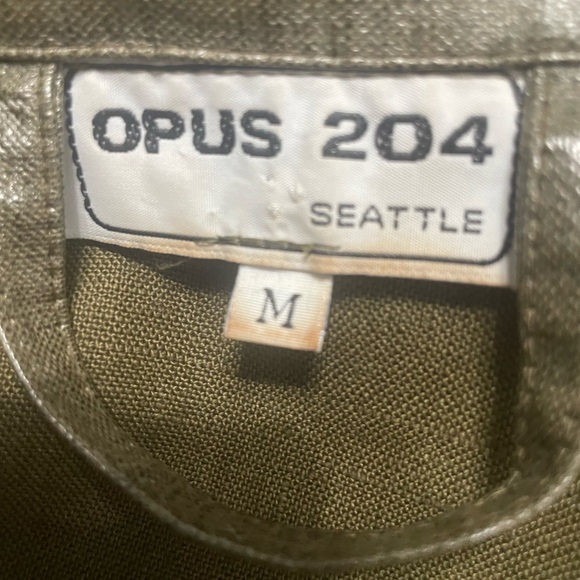 Vintage Rare Opus 204 Metallic Olive  Jacket Coated Linen Streetwear Oversized - Picture 6 of 7
